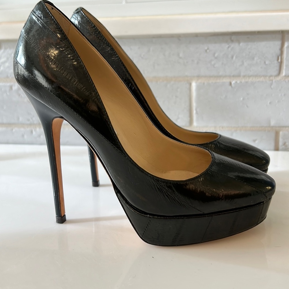 Jimmy Choo Croc Embossed Dark Green Pumps sz 35